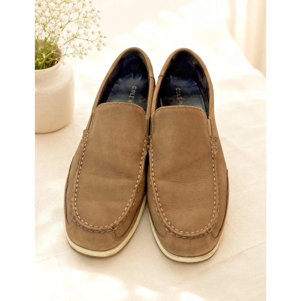 Cole Haan Shoes Men's Slip On Loafer Drivers 8.5M Tan Nubuck Preppy Coastal